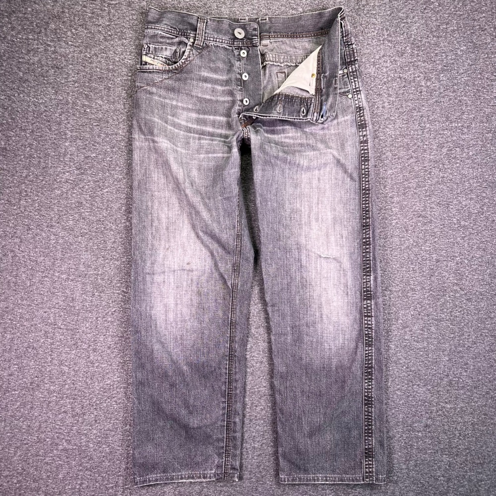Diesel Jeans Mens 31 Grey Faded Straight Button Fly Casual Denim Grunge Moto Y2K